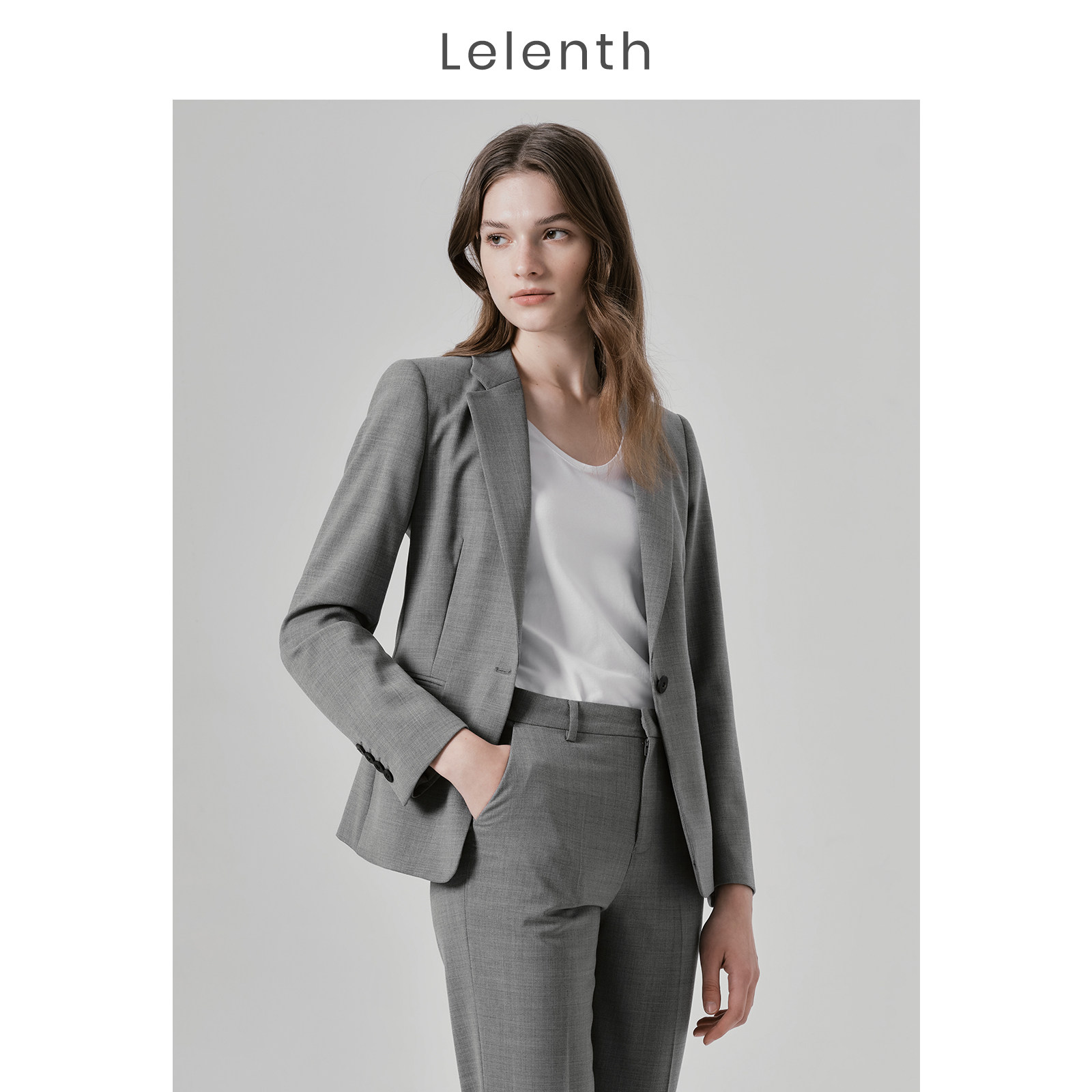 2022 autumn and winter new high-end intellectual and simple wool suit jacket female OL temperament elegant gray suit