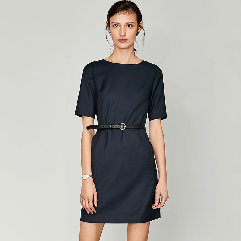 Autumn mid-sleeve A-line tooling dress professional slim ol temperament dress skirt black bottoming commuter mid-length skirt