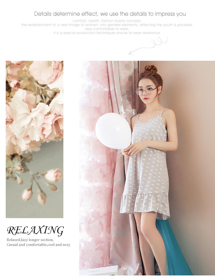 Hàng ngày đặc biệt phiên bản Hàn Quốc của dây đeo váy ngủ nữ cotton mỏng phần V-cổ gợi cảm Bộ đồ ngủ cô gái ngọt ngào dễ thương áo choàng mùa đông