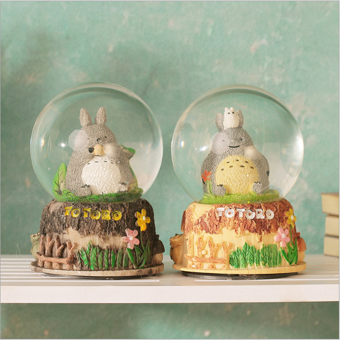 With snowflake flash light resin Chinchoro crystal ball music box ornaments creative wedding gifts birthday items