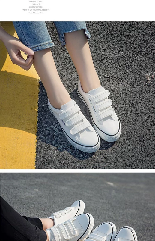 Mùa thu thấp để giúp Velcro giày vải nam học sinh Hàn Quốc phiên bản giày thể thao hoang dã Học sinh trung học giày trắng thoáng khí