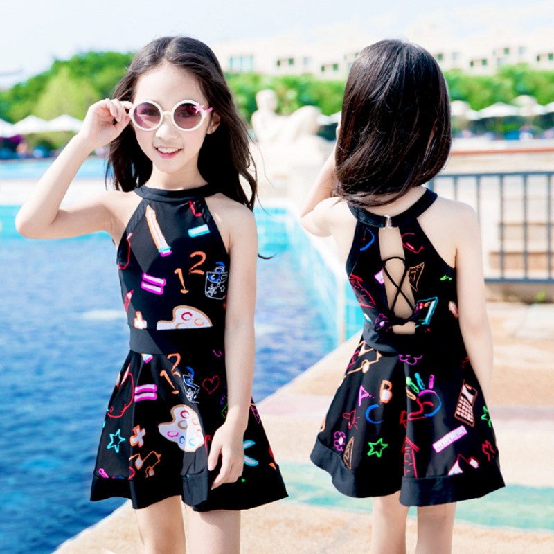 Children's swimsuit Girls 'and girls' swimwear Korean Princess two-piece 2021 new Foreign school girls ' swimsuit middle child
