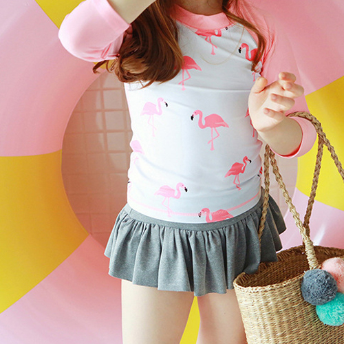 Children's swimsuit girl Korean split skirt Princess long sleeve beach sunscreen cute baby girl swimsuit child