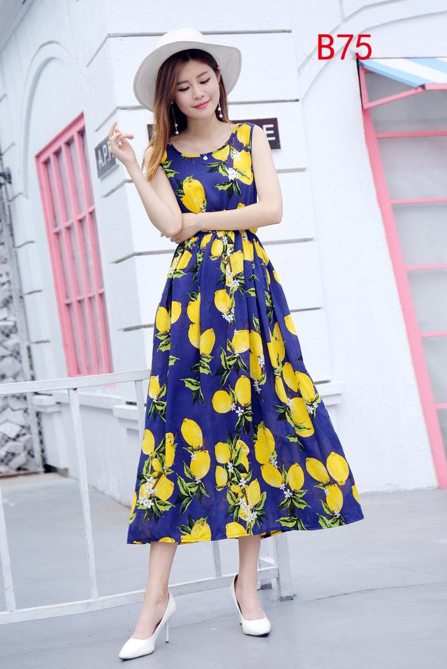 Bohemian bông lụa váy người đàn ông bông in bãi biển váy nhà du lịch breathable mồ hôi- thấm nightdress eo váy dài đầm maxi