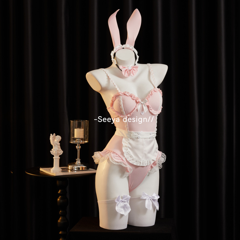 Seeya Sexy Maid Cosplay Outfit Bunny Girl One-Piece Lingerie with Underwire and Chest Pads Pure Desire Style Cute Qqny