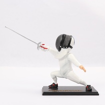 Budding Sports Fencing Doll Budding Hand Office Fencing Handmade Ornament Swing (personnalisable) Clôtures Bow Steps