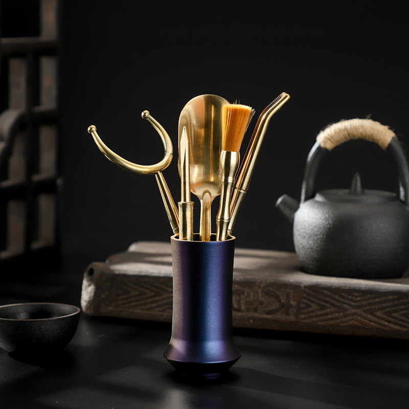 Brass Six Gentleman Kung Fu Tea Furniture Accessories Tea Clip Tea Knife Tea Tweezers Suit Tea Aisle 6 Gentleman Swing Piece Tea Making Tools