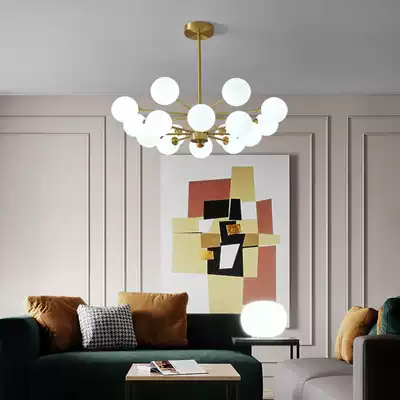 All copper lamps Modern minimalist style living room chandelier atmospheric household dining room bedroom Nordic magic bean Net red lighting