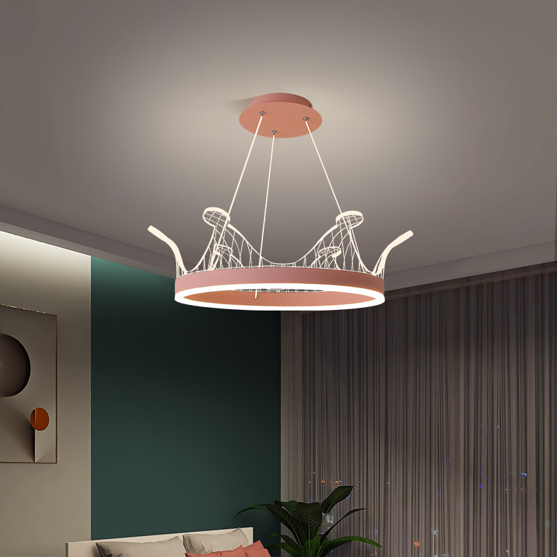 Modern Minimalist Dining Room Lamps New Crown Rooms Light Extravagant Lamps Nets Red Cozy Romantic Children Bedroom Chandelia