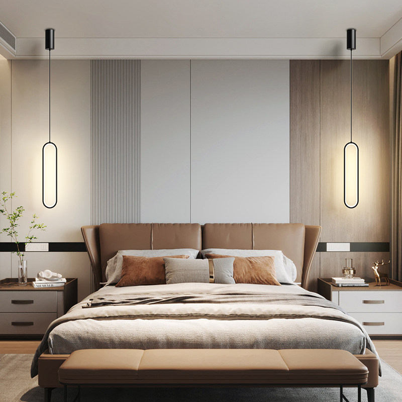 Headboard Pendant Lamp Modern Minima Nordic Light Lavish Living Room Background Wall Chandelia Net Red Creative Room Bedroom Bedside Headlights