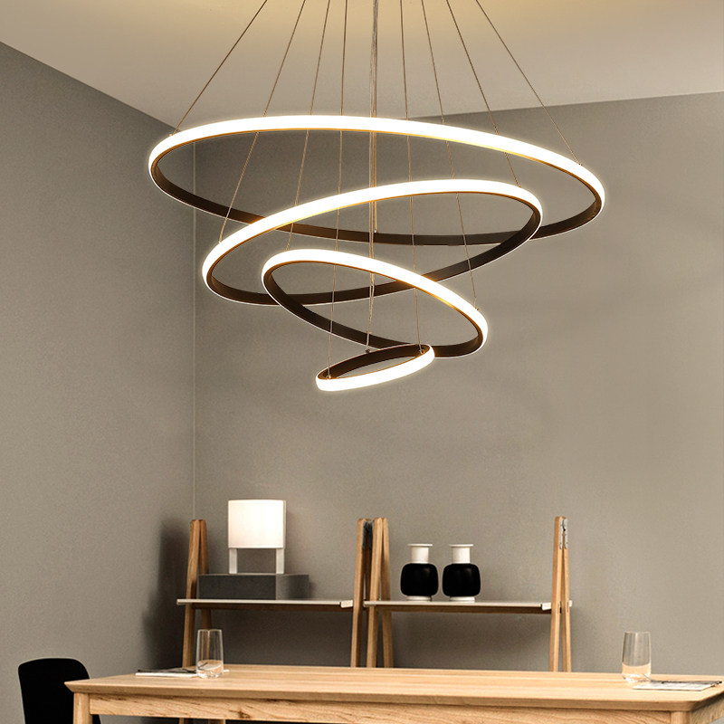 Living room chandelier Modern simple creative personality led ring living room lamp Atmospheric round dining room lamp Nordic lamps
