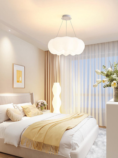 Moon Shadow Cream Style Bedroom Chandelier Modern Simple Cloud Lamp Warm and Romantic Children's Room Full Spectrum Eye Protection Lamp