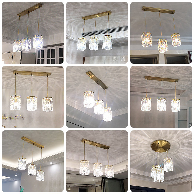 Moon Shadow Keaton postmodern light extravagant chandelierlamp dining room lamp minimalist living-room with water crystal lamp Three-head creative copper lamps