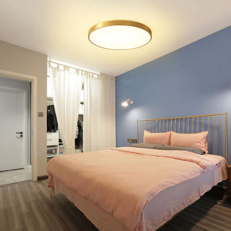 Ultra-thin led ceiling lamp Round bedroom lamp Simple modern balcony room lamp All copper living room lamp Nordic lamp