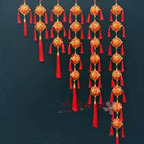 New year plant wedding thread tassel Golden hexagonal suede plastic red lantern small pendant room decoration festive