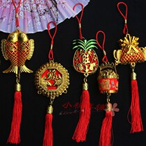 New Years small pendant gold-plated plastic blessing bag gourd ingot plant bonsai housewarming decoration Spring Festival festive hanging jewelry