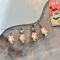 Cute hugging wheat ear rabbit kitten mobile phone pendant cartoon mini lanyard style bag keychain girl heart decoration
