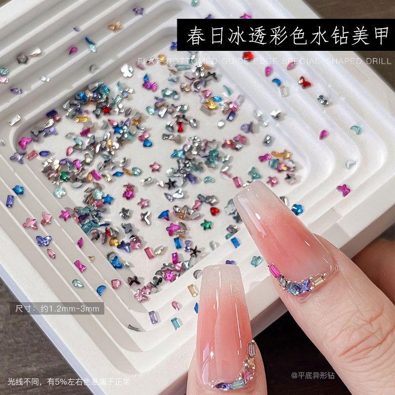 Mini Colorful Flat-Bottomed Irregular-Shaped Rhinestones for Nail Art, Super Shiny Macaron Mixed Heart and Butterfly Nail Decorations Mini Colorful Flat-Bottomed Irregular-Shaped Rhinestones for Nail Art, Super Shiny Macaron Mixed Heart and Butterfly Nail Decorations