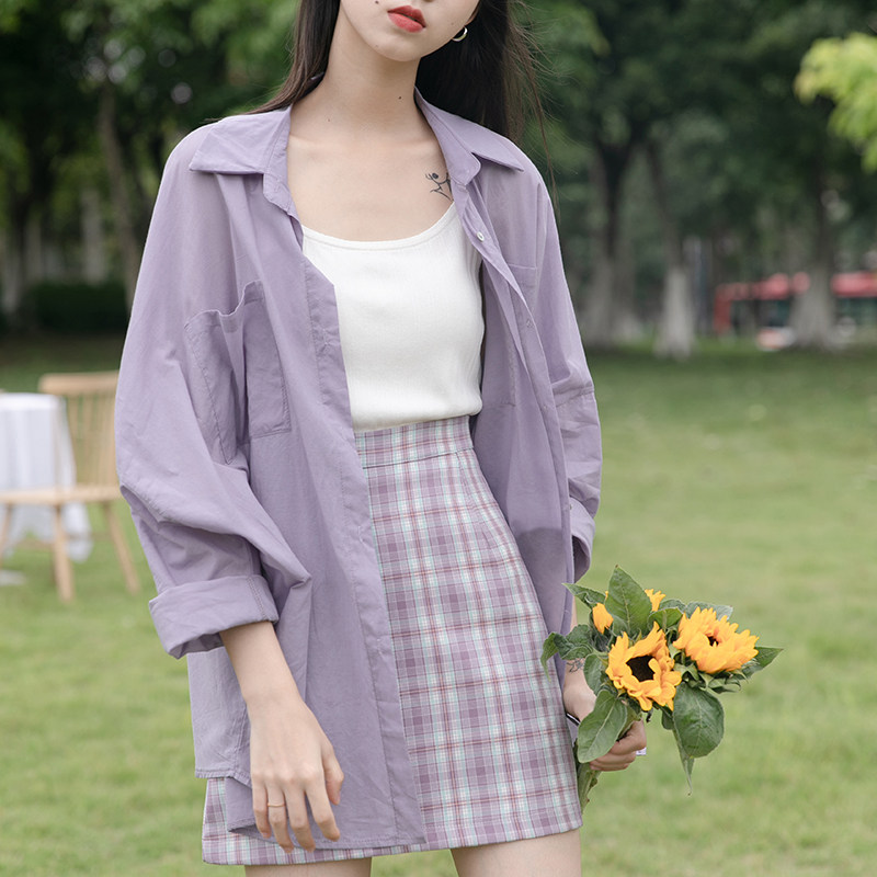 Wonning white shirt sun - proof coat female spring and autumn design niche French temperament shirt small - man coat