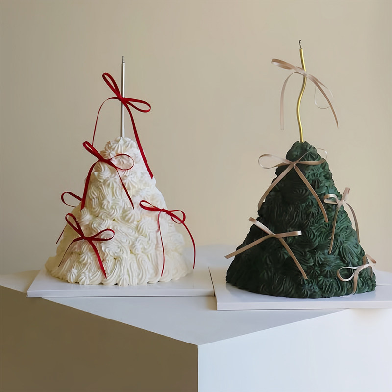 Christmas Mesh Red Ins Ballet Wind Cake Decoration Pendulum Christmas tree silk with butterfly knot minimalist plugin-Taobao
