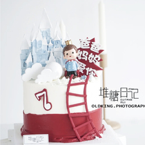 Bake cake decoration ornaments Net Red Prince princess fairy tale doll wedding plug-in card happy birthday card card