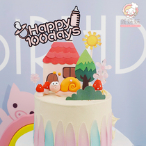 Cake decoration soft pottery snail Red House paper art placement card birthday cake cartoon dress plug-in card