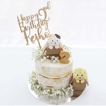 Baking cake decoration ornaments soft pottery box Animal Cat cartoon Childrens cute birthday plug-in dessert table