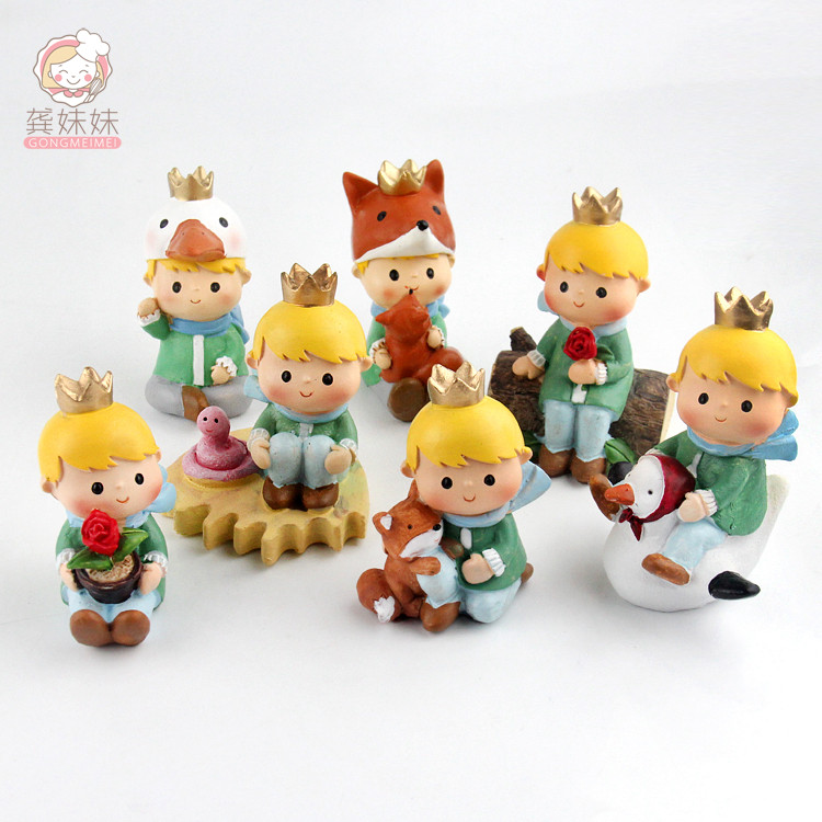 Cartoon cute little prince rose scene children's party birthday cake creative baking fondant cake decoration