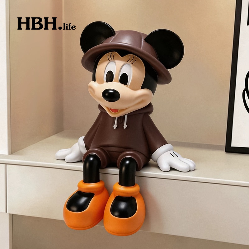 Trendy Cartoon Mickey and Minnie Figurines for Home Bedroom, New Decor for Study Desk, Healing Creative Decorations