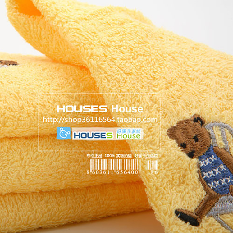 Gold Number Scarlet Pure Cotton Water Absorbent Soft Embroidered Small Bear Seat Towel Children Small Towels Thin to wash face towel Summer
