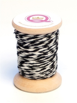 Queen Co Wooden Reel Multicolor Cotton Cord Black & White 003331