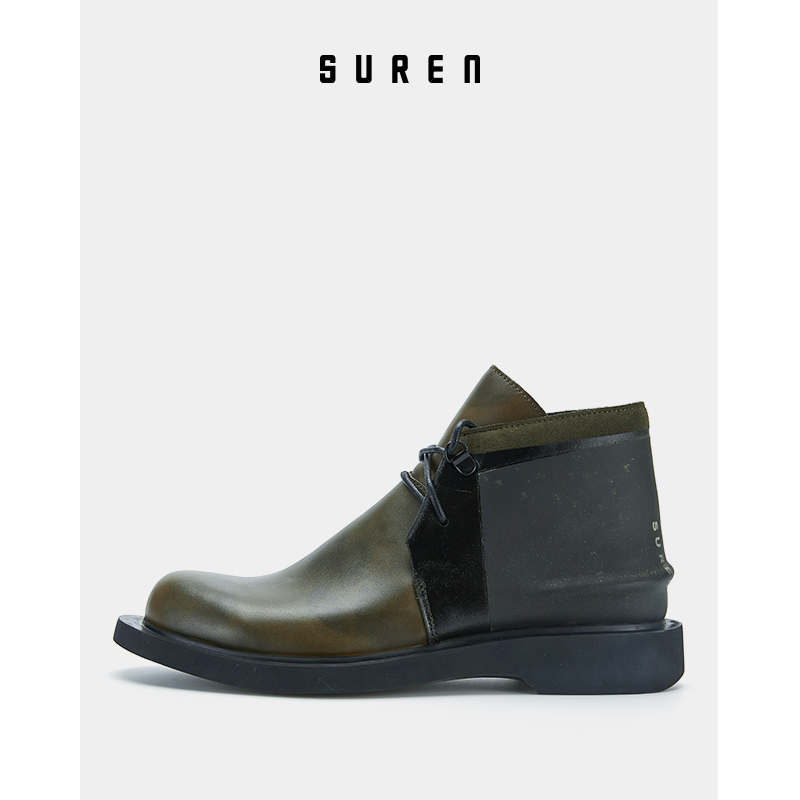 Vegetarian SUREEN autumn winter new high cylinder boots Men's original design Comfort Casual Shoes Genuine Leather Shoes 099
