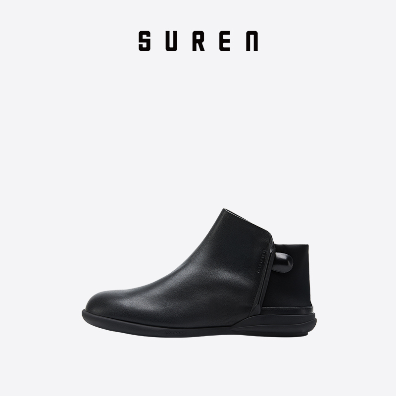 Vegetarian SUREN spring autumn new cow leather short boots female single-layer leather boots fashion and nude boots Y057