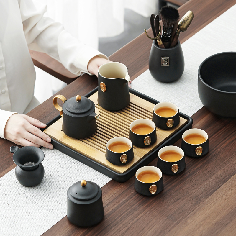 Kung Fu tea set supplies light luxury high-end tea making Chinese ceramics drinking tea living room teacup set high-end gift box