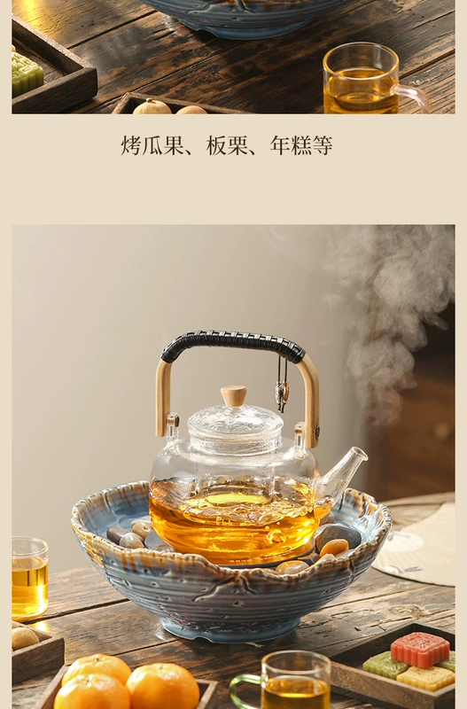 Lò pha trà treo ấm đun nước điện gốm bếp bếp pha trà bếp pha trà móc miễn phí mùa đông trong nhà bộ ấm trà hoàn chỉnh