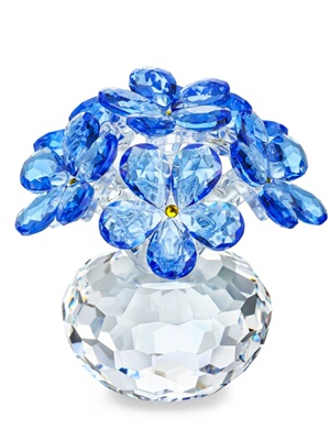 高档水晶玻璃蓝色勿忘我花朵摆件家居办公桌面装饰品母亲节礼物