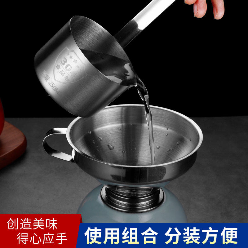 304 Stainless Steel Funnel Large Diameter Home Oil Bucket Refuelling Funnel Small Long Handle Wine Taboos Wine Spoon-Taobao