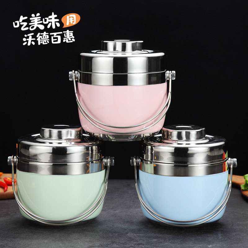 304 stainless steel insulated bento box Office workers with rice bento box Large capacity portable 1 person temperature bucket Student lunch box