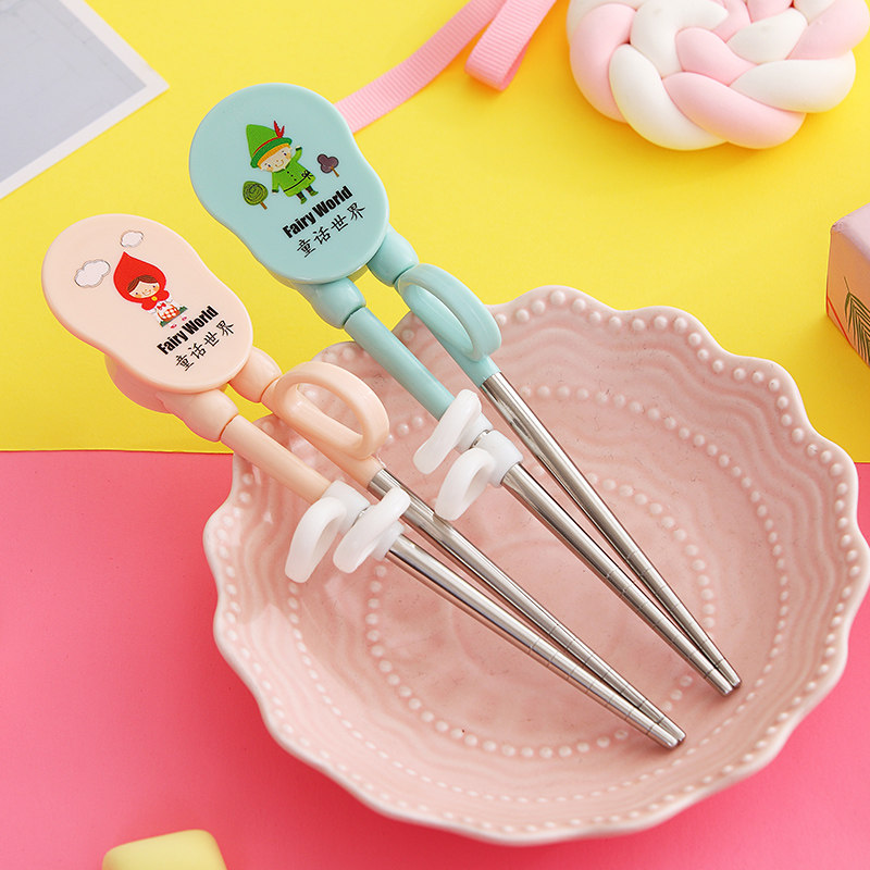 304 Stainless Steel Children Chopsticks Home Anti-Slip Creative Cute Kid Baby Practice Chopstick Cutlery Training Fast