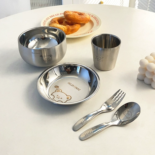 Детская посуда для прикорма, комплект, супница из нержавеющей стали, защита при падении, защита от ожогов