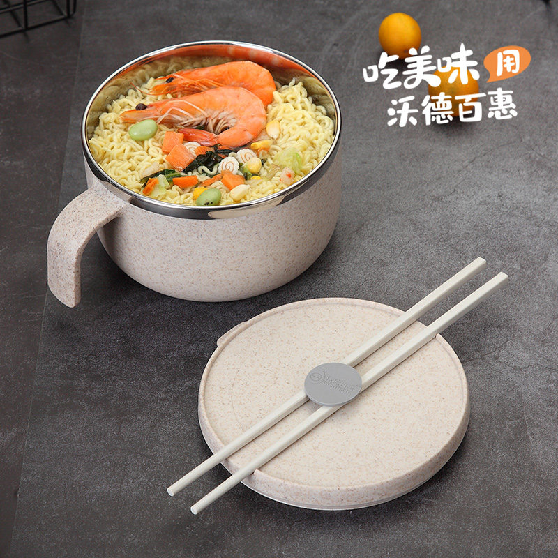 Brief about 304 stainless steel foam noodles bowl Blister Noodle Bowl with lid Student bowl Single day Dormitory With Bowl chopstick suit