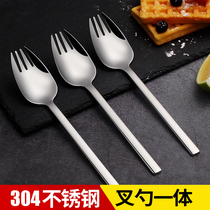 Creative 304 stainless steel spoon long handle cute fork spoon one Korean spoon home children spoon