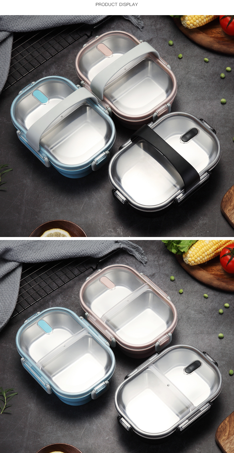 Hộp cơm trưa Nhật Bản 304 hộp thép không gỉ hộp đơn giản ngăn kín hộp ăn trưa cách nhiệt 1 người hộp sinh viên văn phòng - Hộp cơm điện sưởi ấm hộp cơm điện chefman