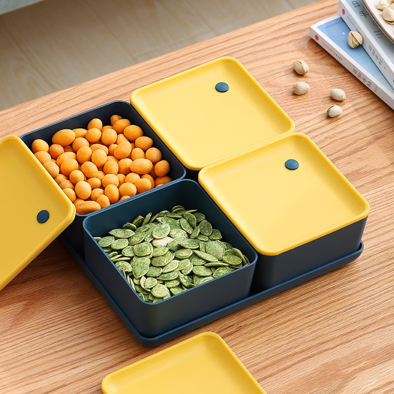 Fruit plate candy box creative home living room coffee table dried fruit plate snack storage box sub-grid melon seed snack fruit plate
