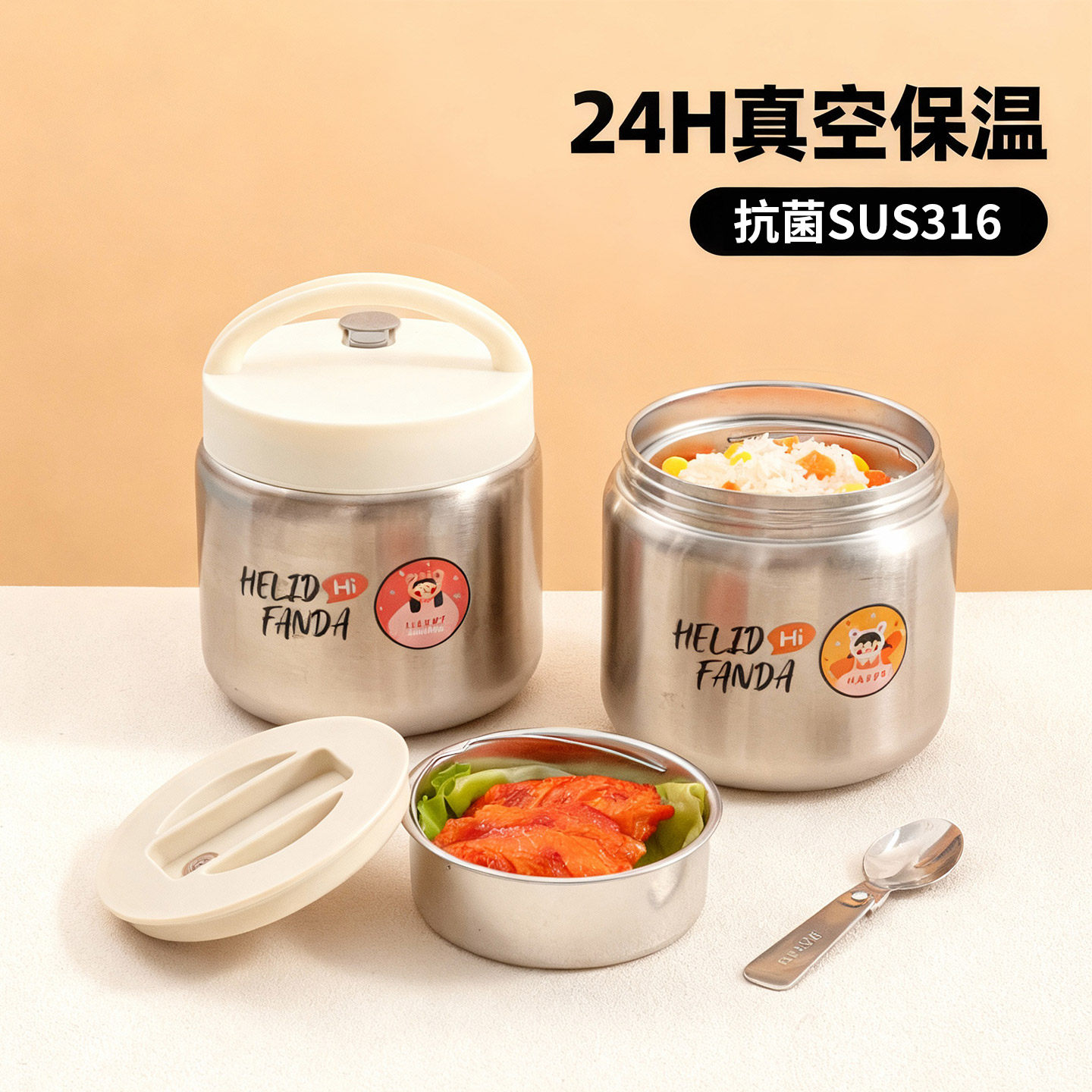 Insulated Lunch Box with 24-Hour Long-Lasting Heat Retention, Lunch Bucket for Office Workers and Students, 316 Stainless Steel Vacuum, New Portable Bucket