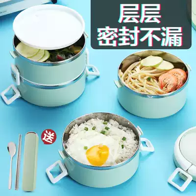 Large capacity 304 stainless steel lunch box insulation bucket grid Adult Japanese style 2 lunch box 1 student 3 three-layer 4 lunch box