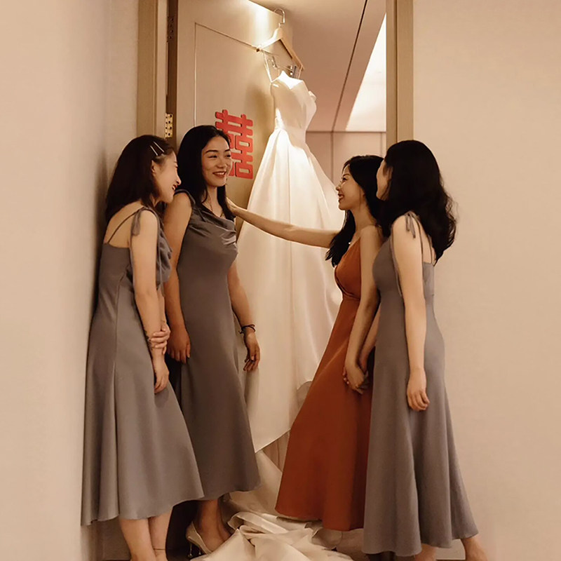 Bride bride married sexy hanging sleepdress champagne acetate satin gracemaid