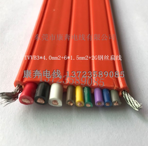 3 Core 4 0 squared 6 Core 1 5 squared 2G steel wire flat cable car travelling flat wire