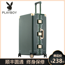 Flower Playboy Suitcase Woman Pull Rod Case 20 Inch Boarding Box Man 26 Aluminum frame Durable Leather Suitcase Man Suitcase