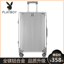 Flowers Playboy Full Magnesium Aluminum Alloy Pull Rod Case Metal Business Suitcase Men And Women 2426 Inch Hard Suitcase Durable